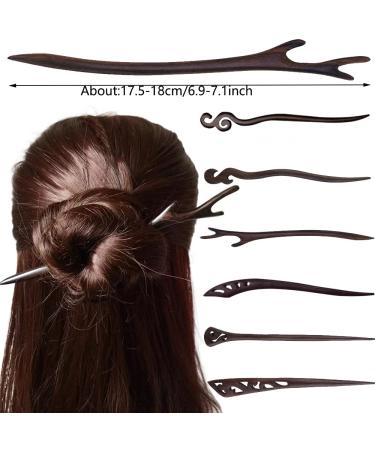 6 Handmade Ebony Hair Clips - Retro Japanese Style for Long Curly Hair - Perfect for Women & Kids - Buy Online on GoSupps.com