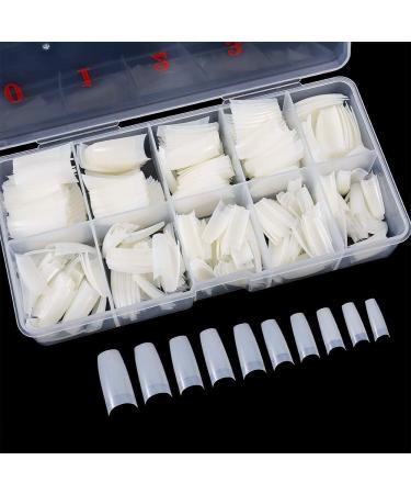 FANTESI 1000 Pcs Acrylic Half Cover French Nail Tips - Coffin Shape, Clear/Natural - for Nail Salons and DIY Manicure - Buy Online on GoSupps.com
