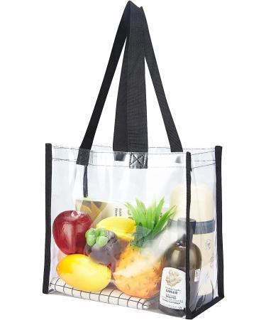 2-Pack Clear Stadium Approved Tote Bags 12x12x6 - Transparent for Work, Sports, Concerts - Black - Buy Online on GoSupps.com