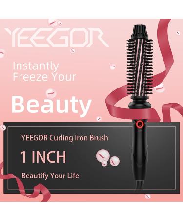 YEEGOR Ionic Curling Iron Brush 1 Inch - Ceramic Tourmaline, Anti-Scald, Instant Heat Up - for Short/Shoulder-Length Hair - Dual Voltage Travel Curling Brush - Buy Online on GoSupps.com
