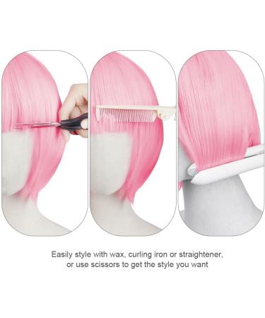AOMIG Short Bob Wig for Women 3 Pack Short Pink Bob Wigs Set with 2 Wig Cap Neon Fancy Dress Accessory Cosplay Party Wig Synthetic Straight Wig for Daily Halloween Decorations Pink/B - Buy Online on GoSupps.com
