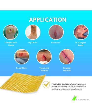 AWD Manuka Honey Gauze Dressing - Medical Grade Honey Patches for Wound Care - 2 x 2 Inches, 10 Count - Buy Online on GoSupps.com