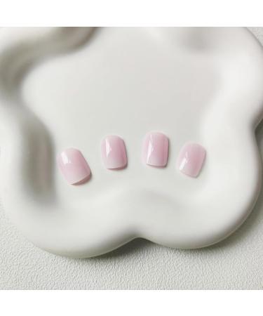 Square Press on Nails Short 24Pcs Pink Gradient False Nails Pink White Fake Nails with Glue Full Cover Stick on Nails for Women Girls DIY Nails Square Gradient - Buy Online on GoSupps.com
