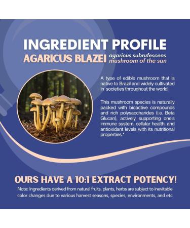 Nutriheim Agaricus Blazei Organic Mushroom Extract for Immune & Energy Support - 30% Polysaccharides & 180 Veggie Capsules - Non-GMO Gluten-Free Vegan-Friendly Supplement - Buy Online on GoSupps.com