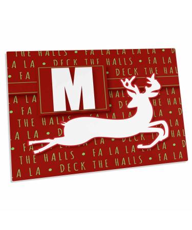 3dRose Letter M Monogram Christmas White Reindeer Deck The... - Desk Pad Place Mats (dpd-262651-1)