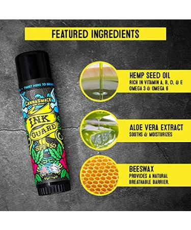 CannaSmack Ink Guard SPF 30 Tattoo Sunscreen & Fade Shield Stick | Hemp Seed Oil Infused - Protect, Brighten, Prevent Fading | Vitamin-Enriched, Cruelty Free - Buy Online on GoSupps.com