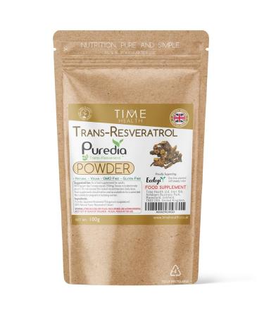 Trans Resveratrol Powder - Puredia Japanese Knotweed (Polygonum cuspidatum) - 3rd Party Tested for Purity - Zero Additives (100g Powder Pouch)