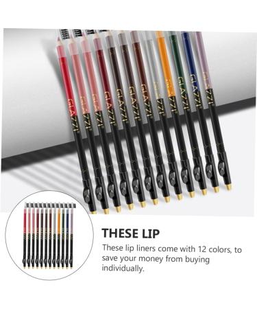 AUTSUPPL 12pcs Lip Liner Eyeliner Eyebrow Makeup Waterproof Eye Liner Pencil Makeup Lip Liner Lip Pencil Wood - Buy Online on GoSupps.com