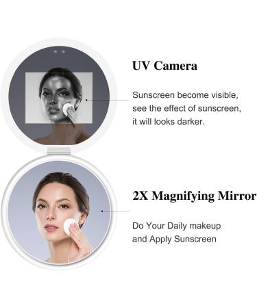 FENCHILIN Travel Compact Mirror with UV Camera | 2X Magnification Portable Lighted Mirror 3.5 Inch - Buy Online on GoSupps.com