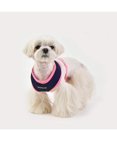 Puppia Soft Harness II - Comfortable Adjustable Dog Harness for Small & Medium Dogs | Navy Blue M - Buy Online on GoSupps.com