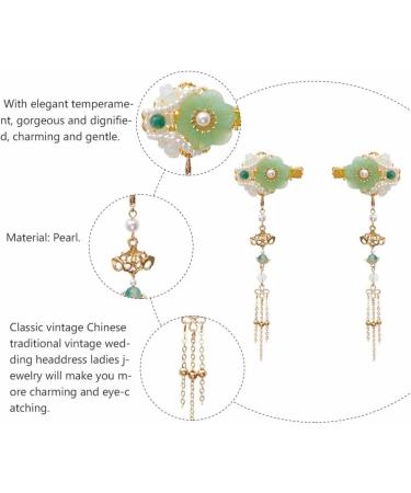 FRCOLOR 3 Pairs Tassel Hair Clip Wedding Hair Clip Hanfu Headdress Accessories Ancient Style Hairpin Chinese Style Hair Clips Decorative Hair Clips Japanese Crystal Jade Geisha Pearl Bride - Buy Online on GoSupps.com