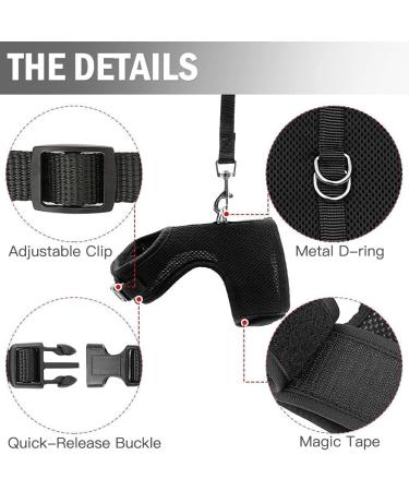PUPTECK Soft Mesh Cat Vest Harness & Leash Set - Escape Proof for Cats, Small Dogs, Rabbits - X-Large, Black - Buy Online on GoSupps.com
