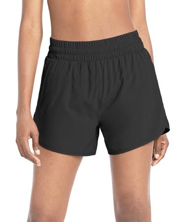 Baleaf Women's 4 Running Shorts with Zipper Pockets & Liner - Quick Dry Athletic Shorts for Workout & Gym - Black - Medium - Buy Online on GoSupps.com