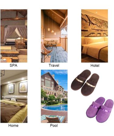 Buy Tianmao 5 Pairs Coral Fleece Hotel Slippers - Closed Toe Universal Size | Spa & Travel Guest Slippers in Brown & Purple - Buy Online on GoSupps.com