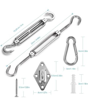 Homper M6 Sun Sail Fastening Kit | Stainless Steel Accessories for Square & Triangular Sun Sails - 12-Piece Set with 16 Screws - Buy Online on GoSupps.com