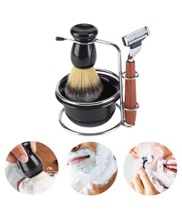 4-Piece Stainless Steel Shaving Set | Manual Razor Stand Brush & Bowl | Premium Grooming Kit for Men - Buy Online on GoSupps.com