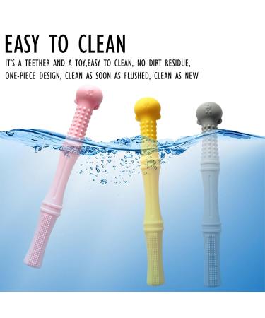 Nicein 3PCs Silicone Bite Tube Teething Aid for Babies | BPA-Free Chewing Toy & Cleaning Brushes | Sensory Molar Ring for 6-12 Months - Buy Online on GoSupps.com