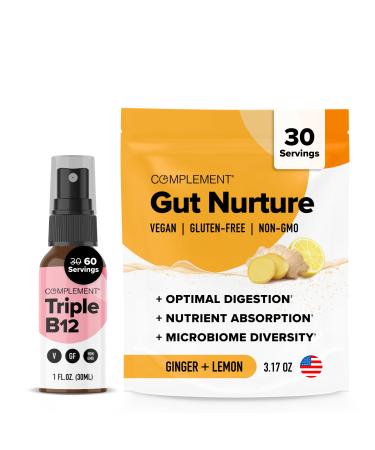 Complement Triple B12 Spray & Gut Nutrition Bundle Comprehensive Vegan B12 Supplementation and Digestive Health Support