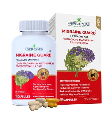 migraine Relief MIGRAINE Guard  2022 - Clinically Proven COQ10 VIT B2 Feverfew Magnesium GLYCINATE Skullcap *NEW2022 migraine Relief Products