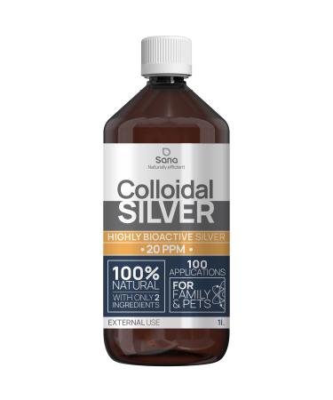 Colloidal Silver 20 PPM 1000 ml for Humans & Dogs Highly Bio Active Hydrosol Silver Water for Best Results Carbon Neutral 100% Natural : 2 Ingredients 1 ml (Pack of 1)