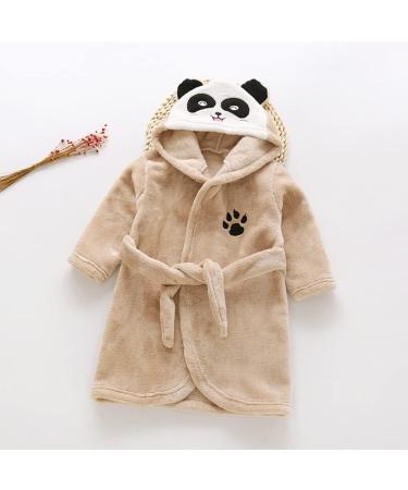 Miyanuby Baby Boys Girls Flannel Bathrobe - Soft Animal Hoodie for 5-6 Years Perfect Gift in Panda Khaki - Buy Online on GoSupps.com