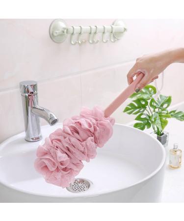 Long Handle Loofah Back Scrubber - Bath Body Brush Sponge (3 Pack, Pink/White/Blue) - Buy Online on GoSupps.com