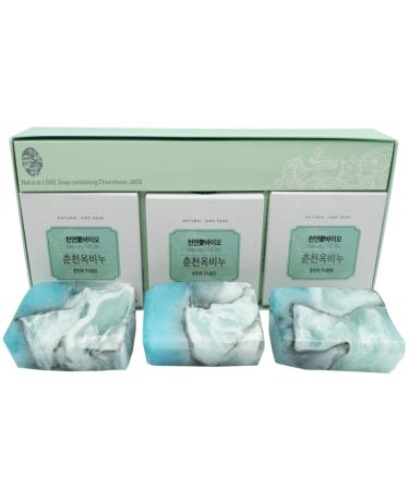 Natural Love Gemstone Soap (3) Bar Handmade Jade Gift Set | Wash Hands & Body | Korean Beauty Skin Care