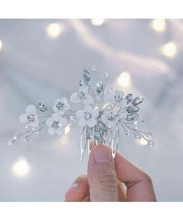 Unicra Silver Bride Wedding Hair Comb - Sparkly Rhinestone Headpiece for Women - Buy Online on GoSupps.com