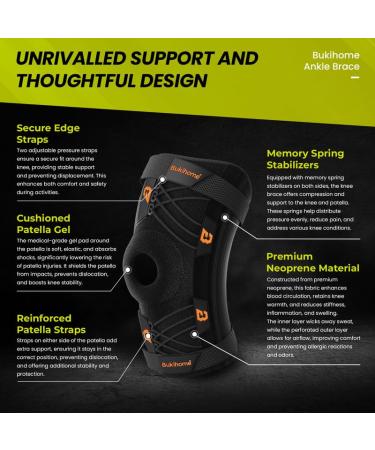 Buy Bukihome Knee Brace Support with Gel Pads & Stabilizers | Pain Relief for Meniscus Tear Arthritis - Adjustable Compression for Sports & Workouts (XX-Large) - International Shipping Available - Buy Online on GoSupps.com