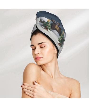Christmas Santa Snowman Coral Velvet Hair Drying Cap | Quick-Dry Towel Wrap for Men & Women Perfect for Travel & Home - Buy Online on GoSupps.com