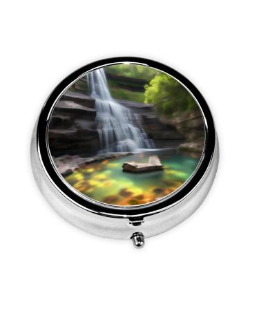 Waterfall Viewsround Pill Box 3 Compartments Round Pill Box Organizer for Purse Or Pocket Portable Travel Pill Box
