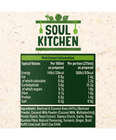 Thai style Beetroot and Coconut Soup | Soul Kitchen | Healthy Instant Soup | Vegan | Gluten Free | 12 x 25g  - Buy Online on GoSupps.com