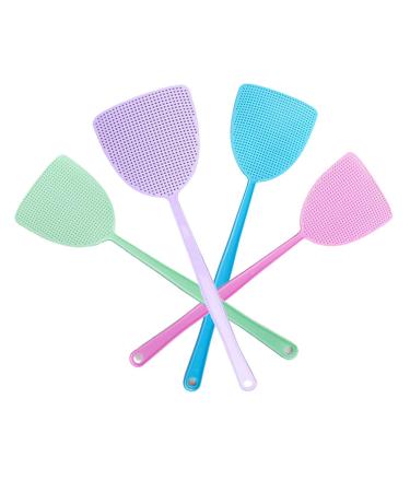 Lythor Fly Swatter, Strong Flexible Manual Pest Control Colorful Plastic with 18.7" Durable Long Handle Plastic Fly Swatter Best for Home (4, 4 Color) 4 4 Color