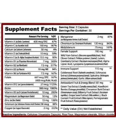 MiracleMulti Multivitamin for Women - Female Support Formula Immune Support Minerals Biotin Antioxidants & Superfoods Blend 60 Capsules - Buy Online on GoSupps.com