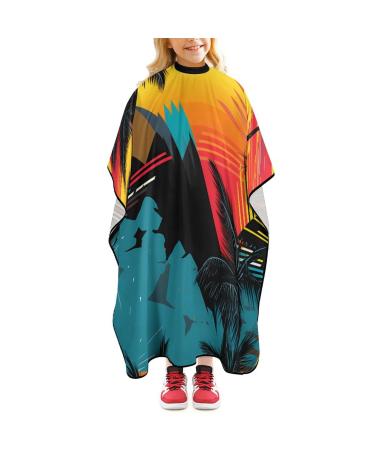 Tropical Palm Tree Geometric Hair Cutting Cape for Boys Girls Professional Barber Cape Haircut Apron