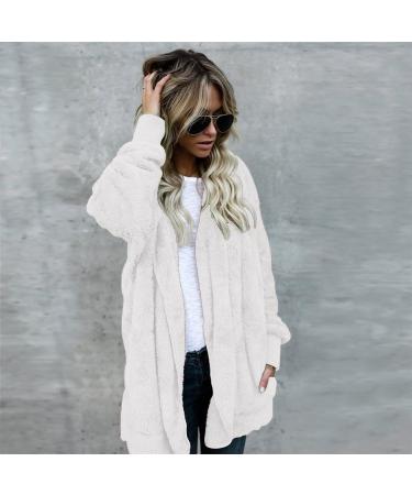 Women's Fleece Plush Jacket - Warm Zipper Wool Coat with Stand-Up Collar - Casual Winter Fashion S 2 White - Buy Online on GoSupps.com