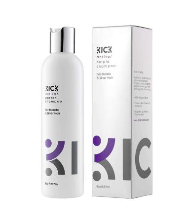 Kick Purple Shampoo for Blonde Hair   Award Winning  Purple Toning Blonde Shampoo Instantly Brightens & Washes Away Brassy Yellow Tones on Blonde  Silver  Grey Hair   8oz