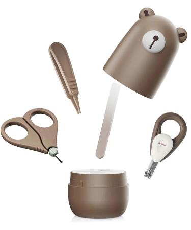 Baby Nail Clippers Set - Newborn Infant Nail Care Kit for New Parents Gift - Bear Coffee Design - Buy Online on GoSupps.com