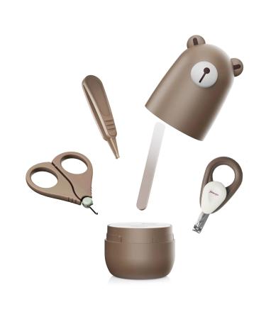 Baby Nail Clippers Set for Newborn Infant Nail kit for New Parents Gift Bear Coffee - Buy Online on GoSupps.com