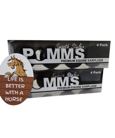 Horse Smooth Ear Plugs for Horses Black- Smooth Style- 2 Packs (4 Pairs) Training Riding Reduces Distracting Or Loud Noises- Fits 14 HH and Over. Fun Magnet Included