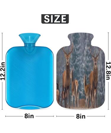 Hirsch Warm Bottle 2L with Fluffy Cover - Cozy Hot Water Bottle for Pain Relief | Perfect for Children Men & Women | Winter Animal Landscape Design - Buy Online on GoSupps.com