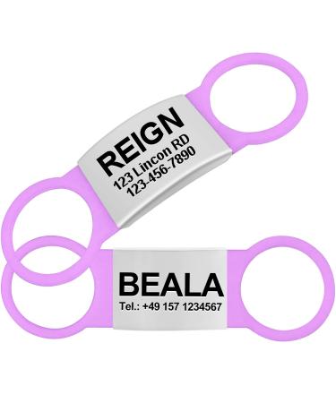 Tagme 2 Pack Dog brand/dog brand with engraving for dogs for small and medium -sized dog breeds personalizable purple l l (2 Pack) purple