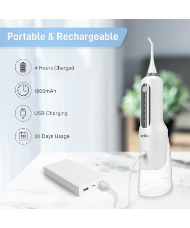 Portable Cordless Water Flosser - 270ML IPX7 Waterproof, 5 Cleaning Modes, 5 Jet Tips - for Home, Travel, Office - White - Buy Online on GoSupps.com