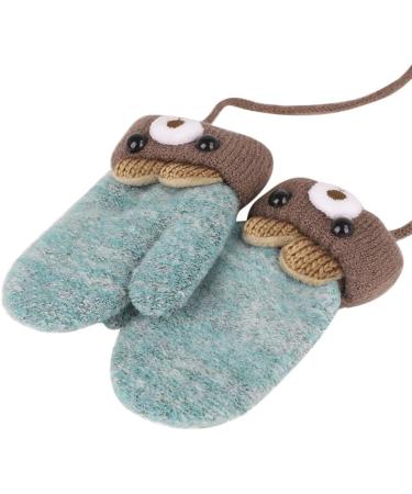 Infant Toddlers Cute Cartoon Winter Gloves | Dual Layer Plush Knitted Mittens for Baby Girls Boys 0-3 Years | Light Green - Buy Online on GoSupps.com