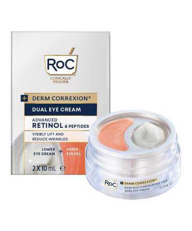 RoC Derm Correxion Dual Eye Cream 2-in-1 Eye Duo for Visible Eye Lift Upper Eye Gel & Lower Eye Cream Dermatologist-Approved - 10ml