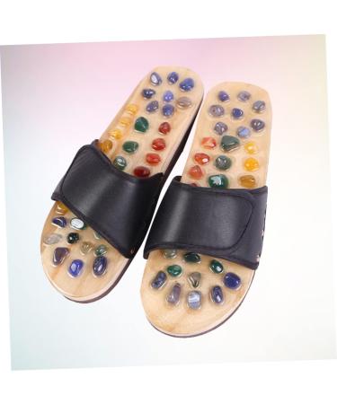 FRCOLOR 1 Pair Massage Slippers Foot Massager Shoe Men Slide Sandals Mens House Slippers Men s Sandals Man Sandals House Shoes for Men Shoes Sandals Mat Wooden Agate Leisure Shoes 40 EU Black - Buy Online on GoSupps.com