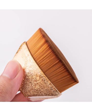 Premium Kabuki Make-Up Brush for Smooth Primer Application | Flat Top Flower Shape for Liquid & Powder Cosmetics - Gold Finish - Buy Online on GoSupps.com