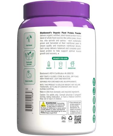 Buy Bluebonnet Nutrition Organic Plant Protein - 18g Protein Vegan Non-GMO Gluten-Free Chocolate Flavor - 1 LB - Buy Online on GoSupps.com