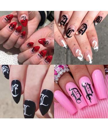 3D Holographic Old English Alphabet Nail Art Stickers - Glitter Self-Adhesive Decals for Acrylic Nails - 8 Sheets - Buy Online on GoSupps.com