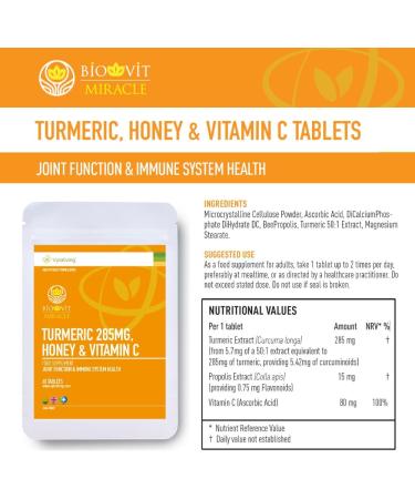 VYTALIVING Turmeric Tablets with Honey & Vitamin C - Joint & Immune Health Supplement - 60 Tablets - Buy Online on GoSupps.com